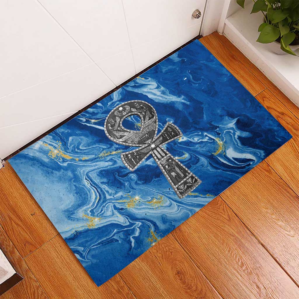Ankh On Blue Rubber Doormat Pan African