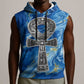 Ankh On Blue Sleeveless Hoodie Pan African - African Pride