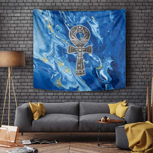 Ankh On Blue Tapestry Pan African