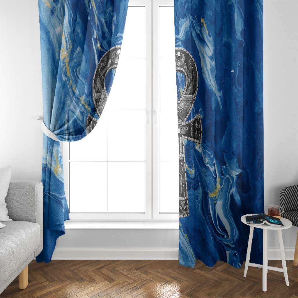Ankh On Blue Window Curtain Pan African