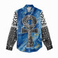 Ankh On Blue Women Casual Shirt Pan African DT02