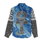 Ankh On Blue Women Casual Shirt Pan African DT02