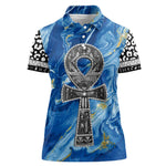 Ankh On Blue Women Polo Shirt Pan African