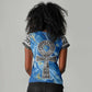 Ankh On Blue Women V-Neck T-Shirt Pan African