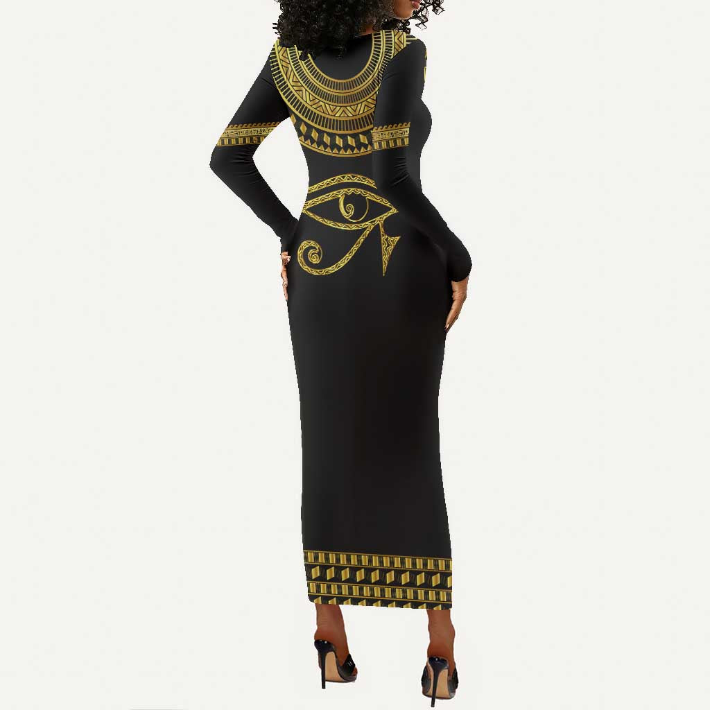 Eyes Of Horus Long Sleeve Bodycon Dress Egyptian Art DT02