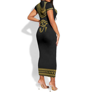 Eyes Of Horus Short Sleeve Bodycon Dress Egyptian Art DT02