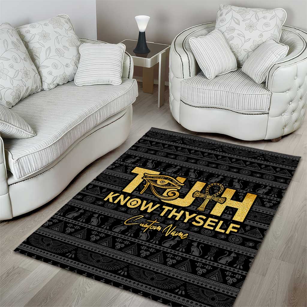 Personalized Truth Know Thyself Area Rug Eye of Horus and Ankh