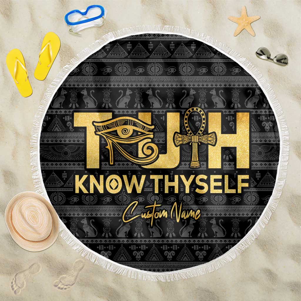 Personalized Truth Know Thyself Beach Blanket Eye of Horus and Ankh