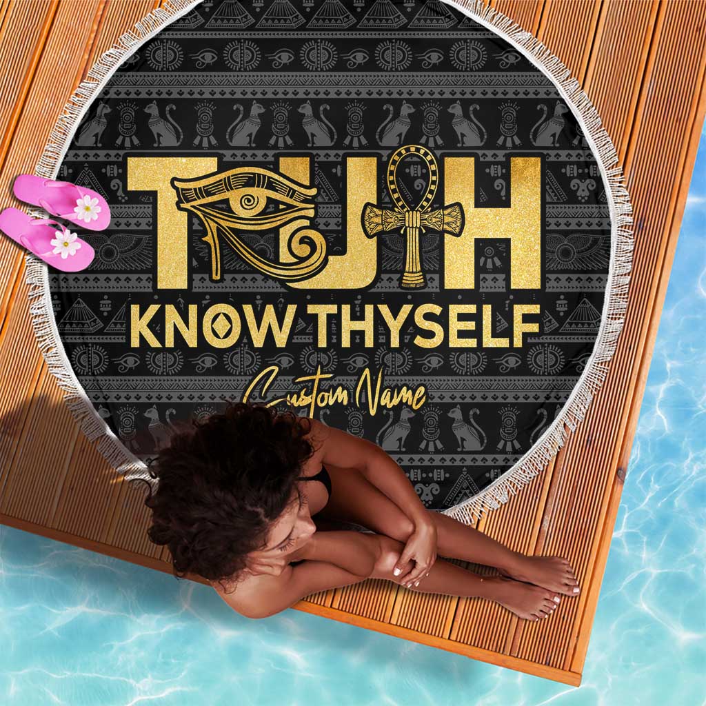 Personalized Truth Know Thyself Beach Blanket Eye of Horus and Ankh