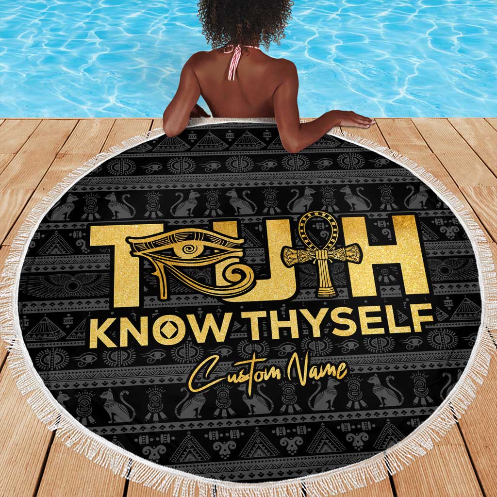 Personalized Truth Know Thyself Beach Blanket Eye of Horus and Ankh