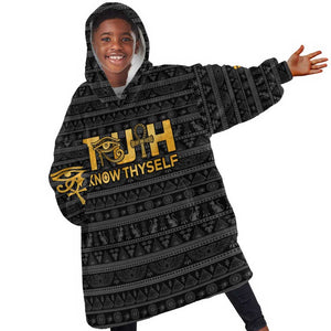 Personalized Truth Know Thyself KId Wearable Blanket Hoodie Eye of Horus and Ankh