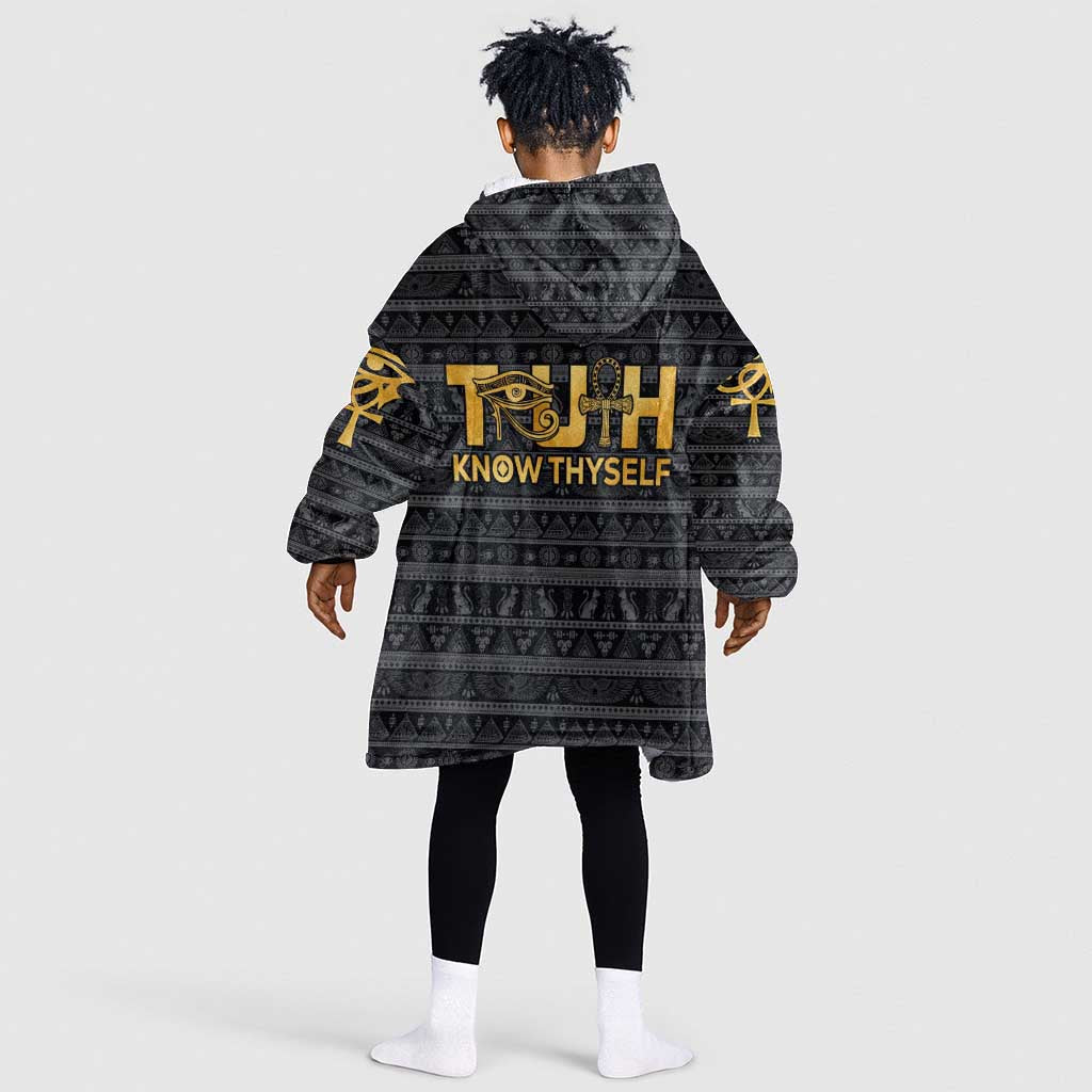 Personalized Truth Know Thyself KId Wearable Blanket Hoodie Eye of Horus and Ankh