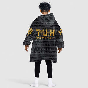 Personalized Truth Know Thyself KId Wearable Blanket Hoodie Eye of Horus and Ankh