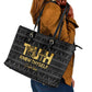 Personalized Truth Know Thyself Leather Tote Bag Eye of Horus and Ankh