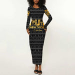 Personalized Truth Know Thyself Long Sleeve Bodycon Dress Eye of Horus and Ankh DT02