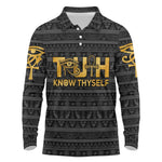 Personalized Truth Know Thyself Long Sleeve Polo Shirt Eye of Horus and Ankh
