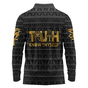 Personalized Truth Know Thyself Long Sleeve Polo Shirt Eye of Horus and Ankh