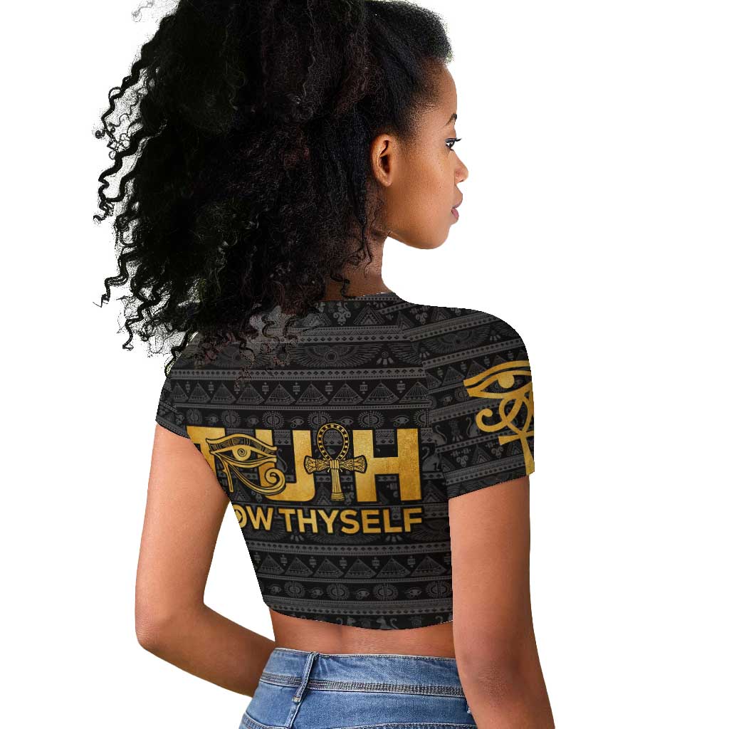Personalized Truth Know Thyself Raglan Cropped T shirt Eye of Horus and Ankh