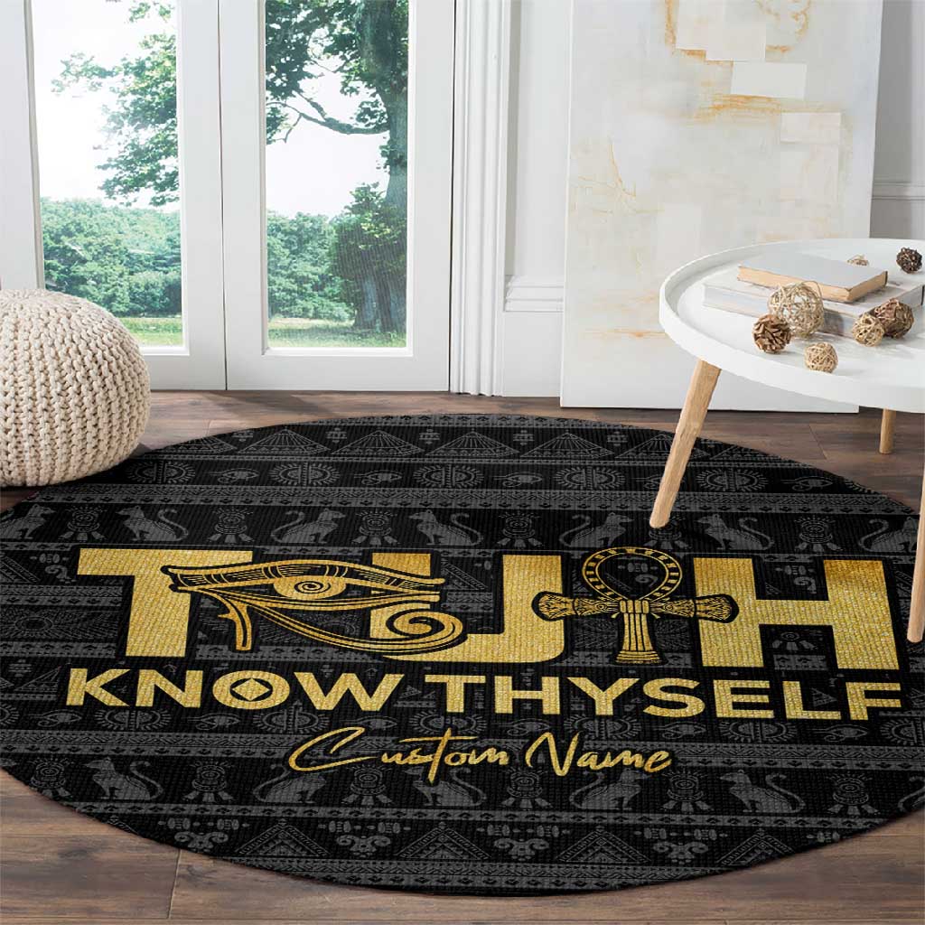 Personalized Truth Know Thyself Round Carpet Eye of Horus and Ankh
