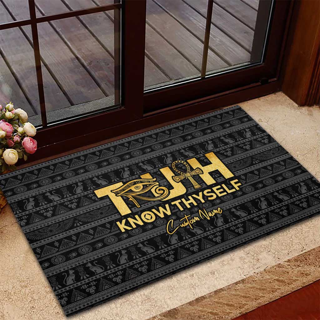 Personalized Truth Know Thyself Rubber Doormat Eye of Horus and Ankh