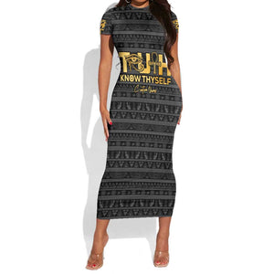 Personalized Truth Know Thyself Short Sleeve Bodycon Dress Eye of Horus and Ankh DT02