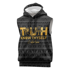 Personalized Truth Know Thyself Sleeveless Hoodie Eye of Horus and Ankh - African Pride