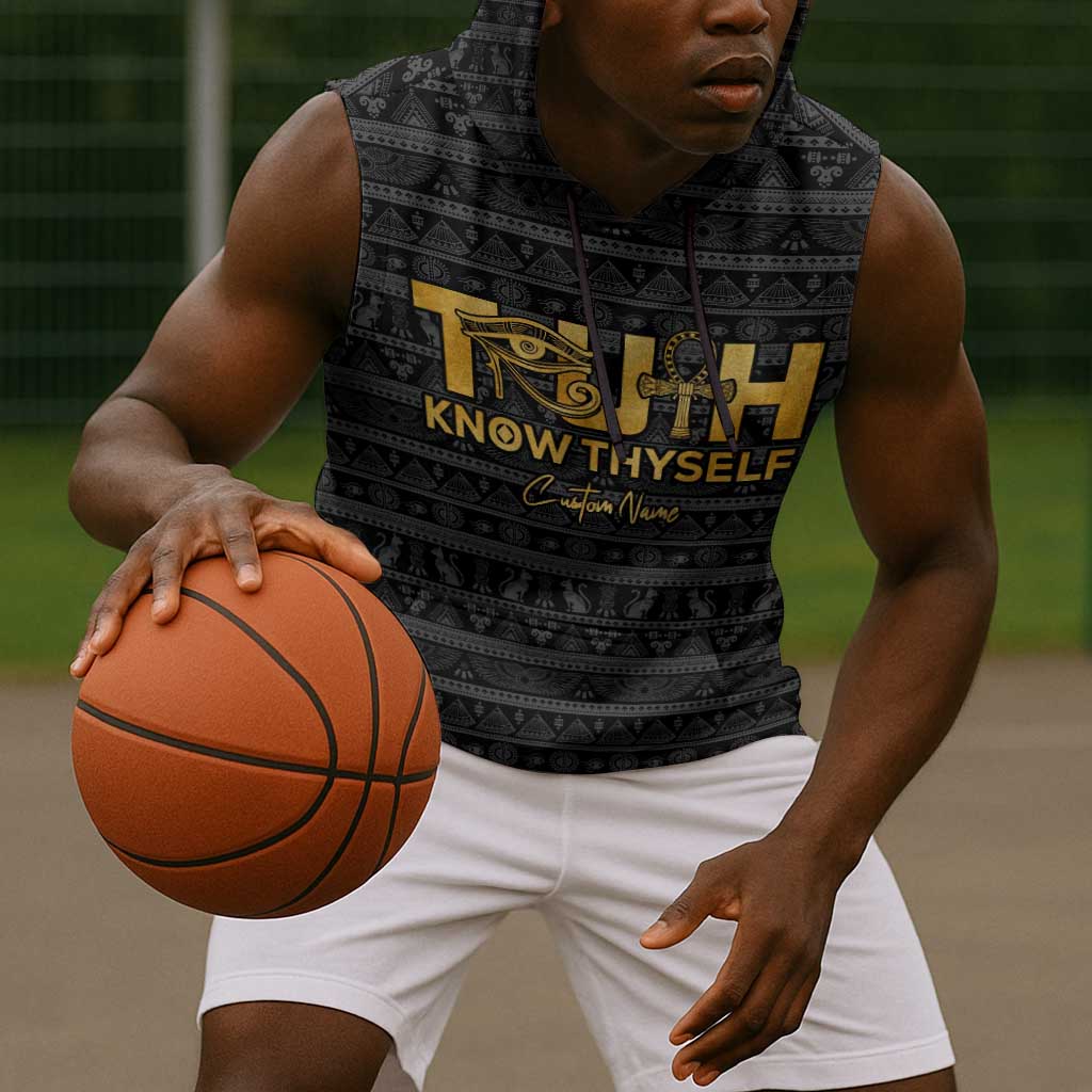 Personalized Truth Know Thyself Sleeveless Hoodie Eye of Horus and Ankh - African Pride