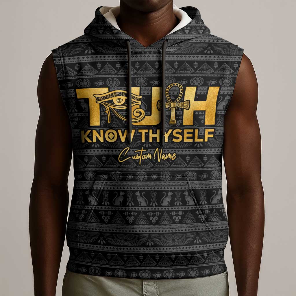 Personalized Truth Know Thyself Sleeveless Hoodie Eye of Horus and Ankh - African Pride