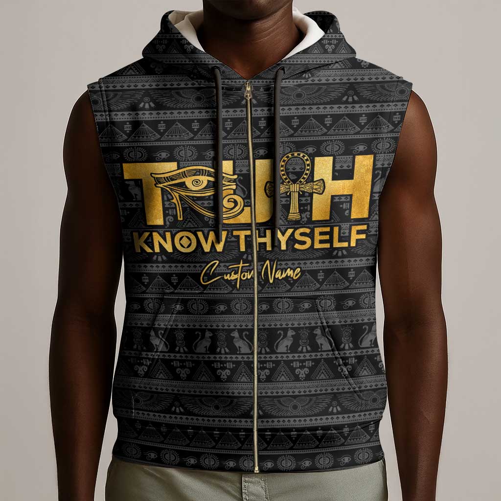 Personalized Truth Know Thyself Sleeveless Zip Hoodie Eye of Horus and Ankh - African Pride