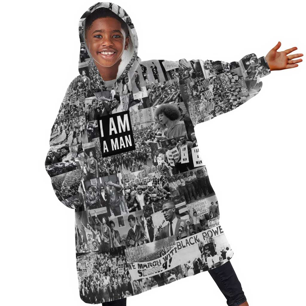 Black Power KId Wearable Blanket Hoodie African American Culture
