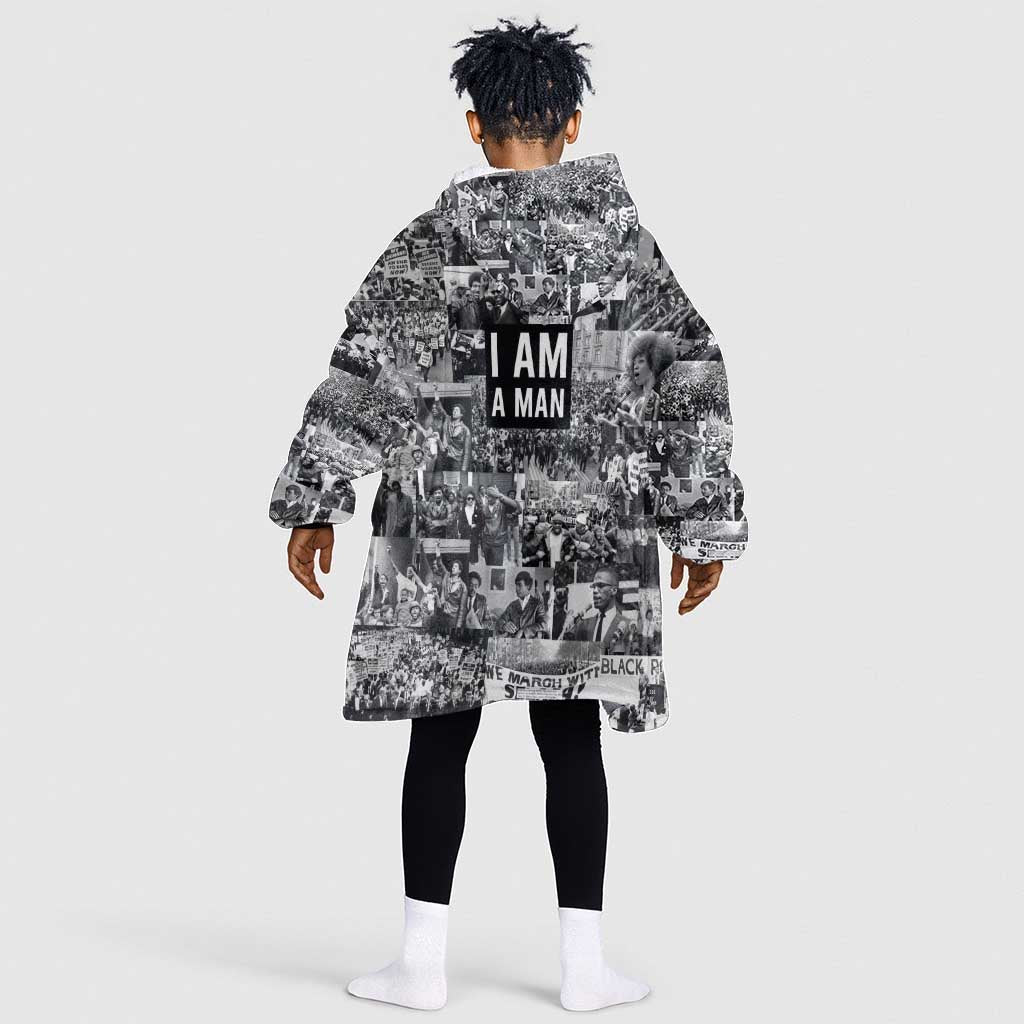 Black Power KId Wearable Blanket Hoodie African American Culture