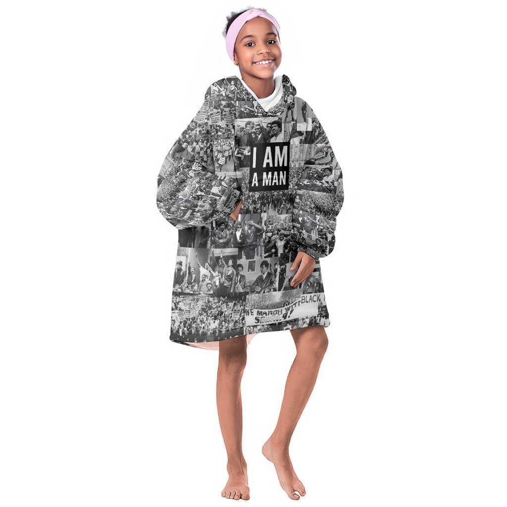 Black Power KId Wearable Blanket Hoodie African American Culture