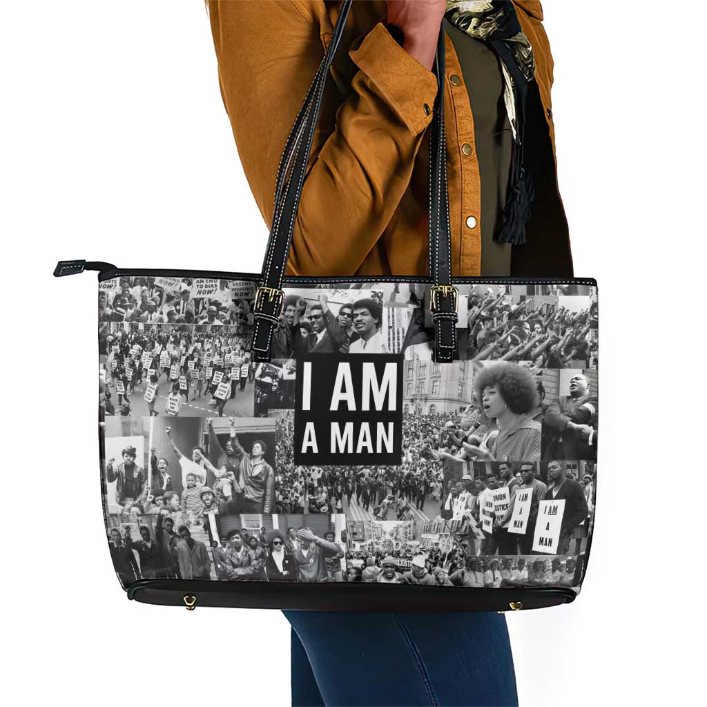 Black Power Leather Tote Bag African American Culture