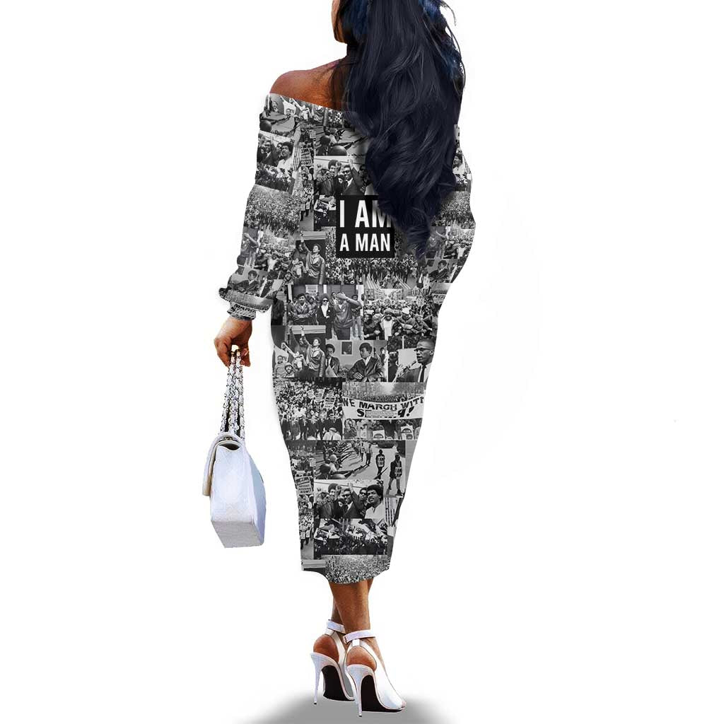 Black Power Off The Shoulder Long Sleeve Dress African American Culture
