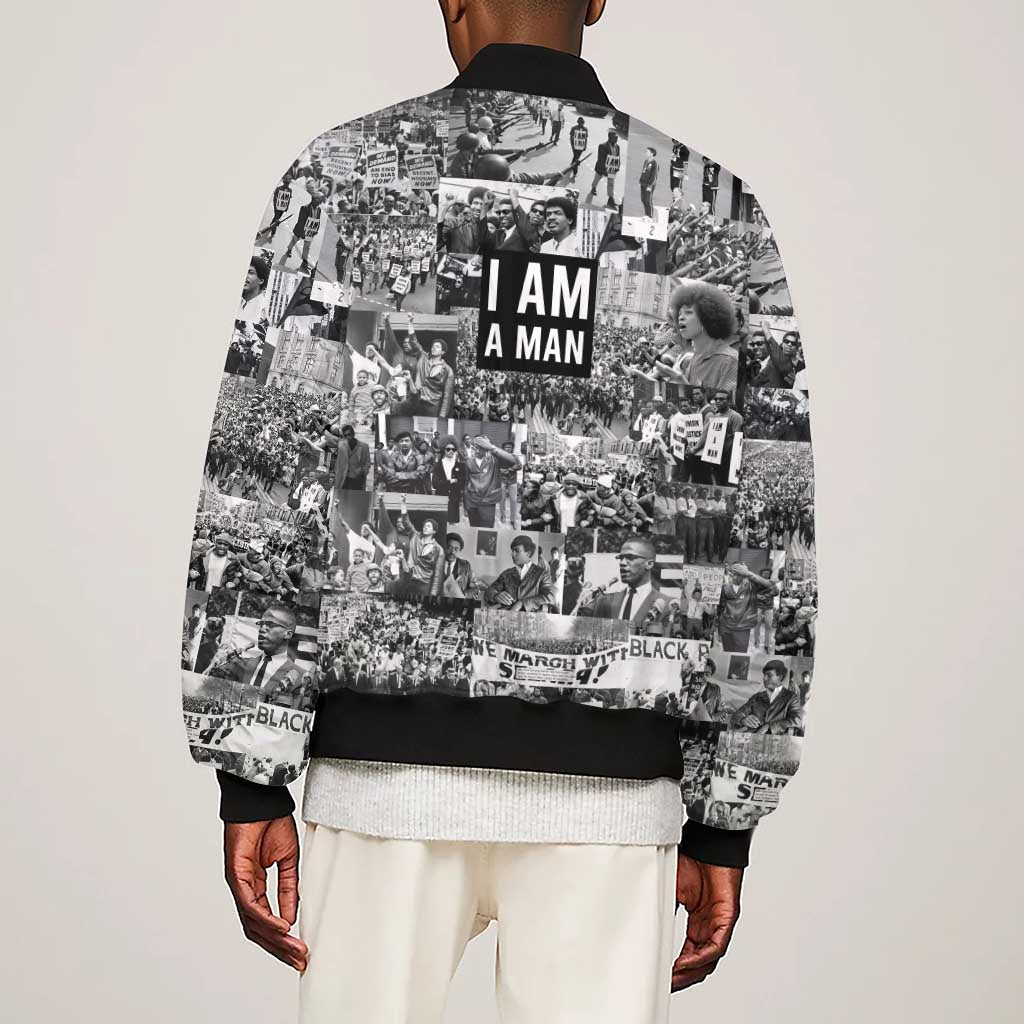 Black Power Sleeve Zip Bomber Jacket African American Culture