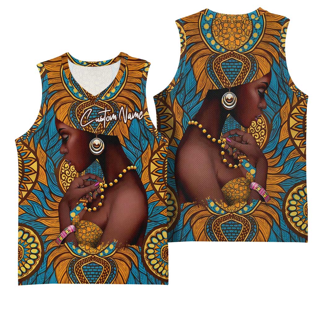 Personalized Black Girl Flora Basketball Jersey African Women - African Pride