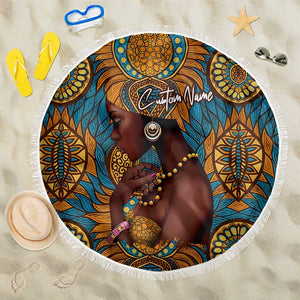 Personalized Black Girl Flora Beach Blanket African Women