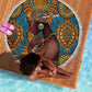 Personalized Black Girl Flora Beach Blanket African Women