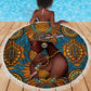 Personalized Black Girl Flora Beach Blanket African Women