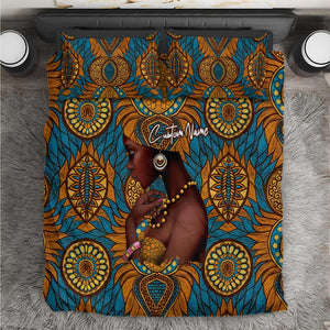 Personalized Black Girl Flora Bedding Set African Women