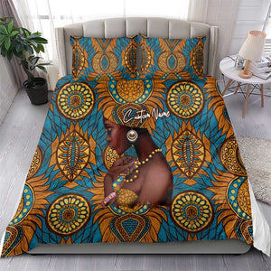 Personalized Black Girl Flora Bedding Set African Women