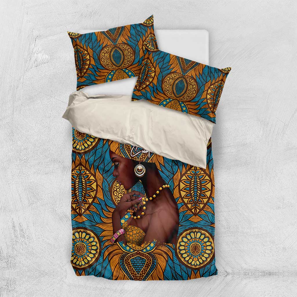Personalized Black Girl Flora Bedding Set African Women