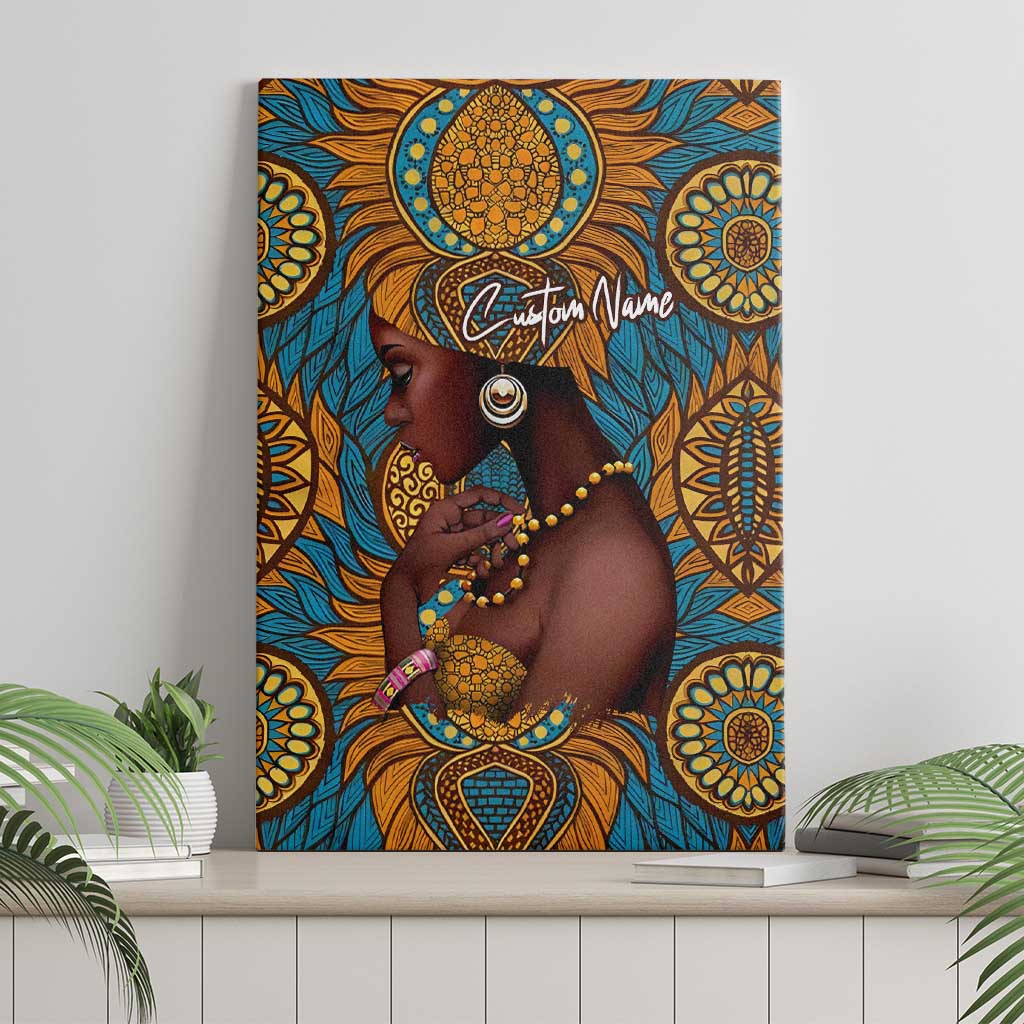 Personalized Black Girl Flora Canvas Wall Art African Women