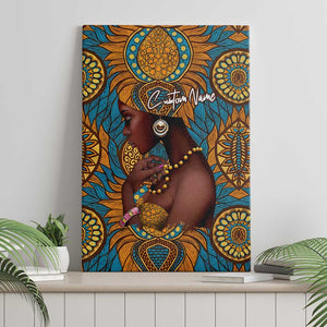 Personalized Black Girl Flora Canvas Wall Art African Women