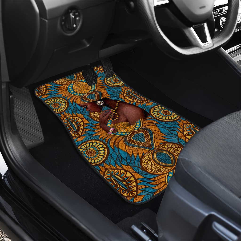 Personalized Black Girl Flora Car Mats African Women