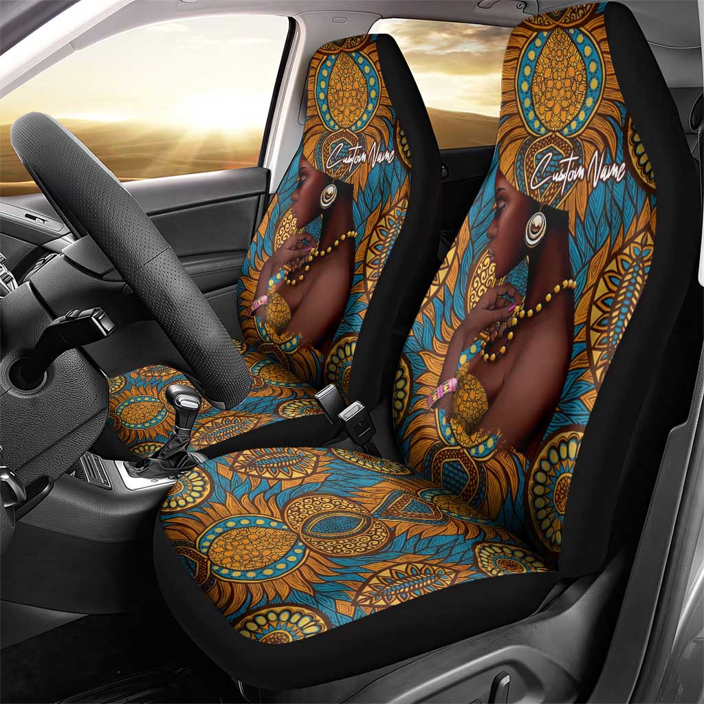 Personalized Black Girl Flora Car Seat Cover African Women