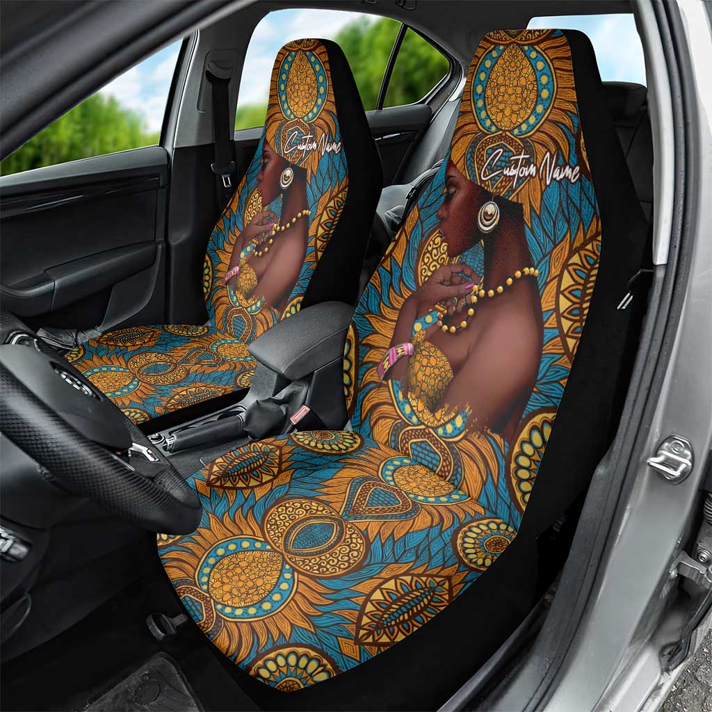 Personalized Black Girl Flora Car Seat Cover African Women
