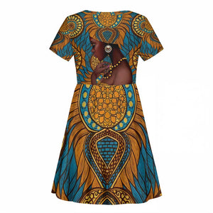 Personalized Black Girl Flora Kid Short Sleeve Dress African Women