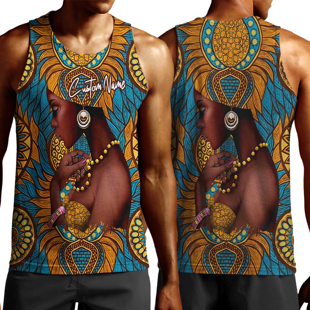 Personalized Black Girl Flora Men Tank Top African Women