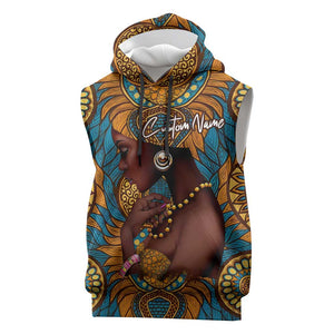 Personalized Black Girl Flora Sleeveless Hoodie African Women - African Pride